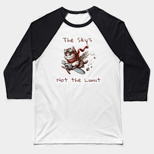 Sky Is Not The Limit - a gray cat flies wildly in the sky Baseball T-Shirt